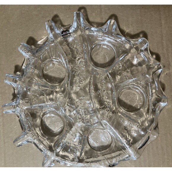 Muurla Finland Crystal Glass Candle Holder. Snowflake Form for 5 Tealights. 70’s - Picture 4 of 16